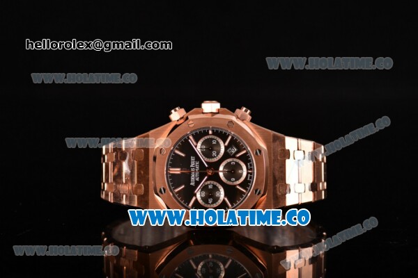 Audemars Piguet Royal Oak Chrono 41MM Swiss Valjoux 7750 Automatic Full Rose Gold with Stick Markers and Coffee Dial (EF) - Click Image to Close